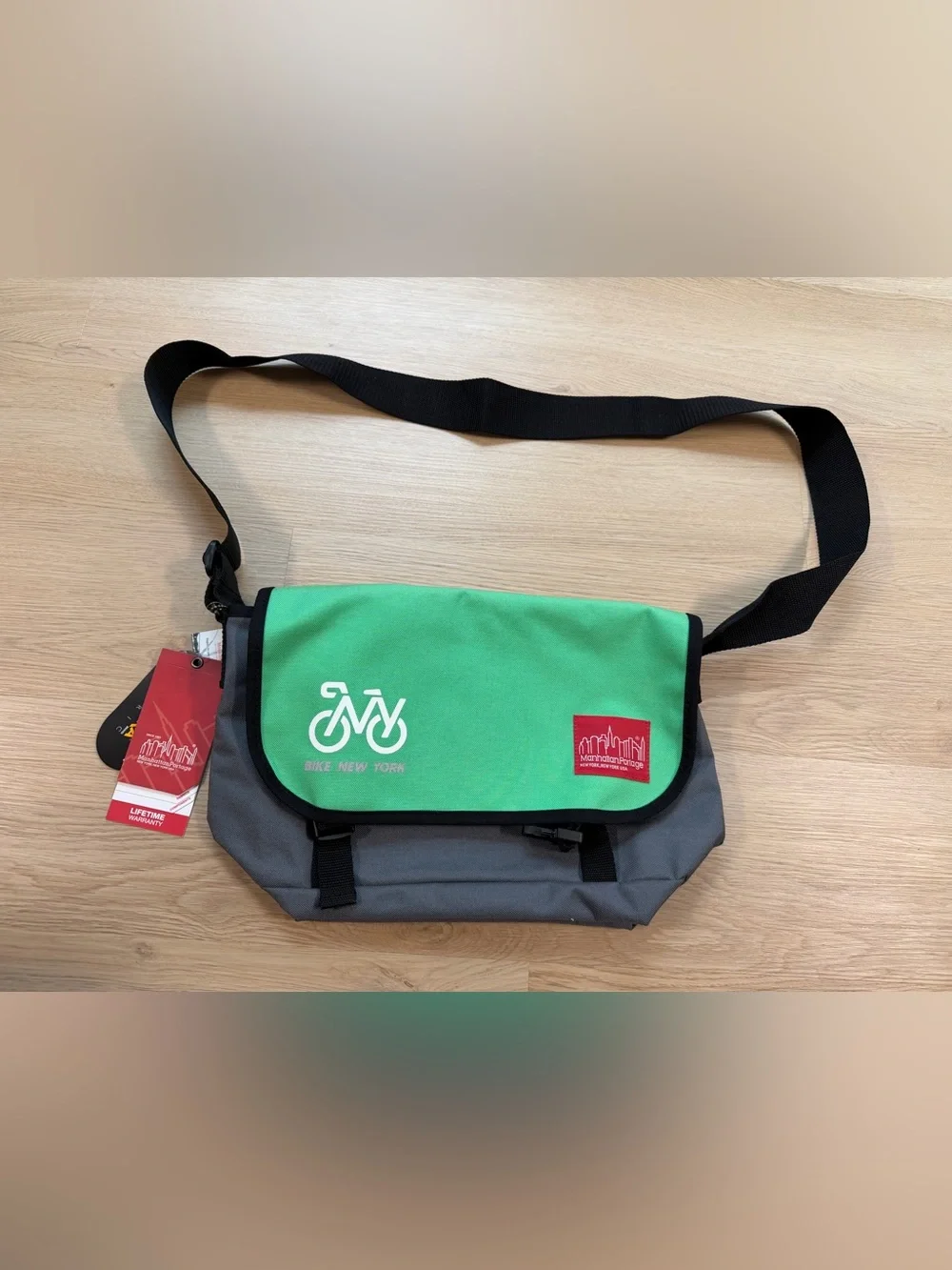 NEW Manhattan Portage Bike New York Straphanger Messenger Bag Green Grey BIKENY
